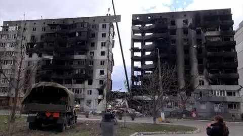 zbombardowane miasto w Ukrainie