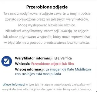 Ostrzeżenie Instagrama