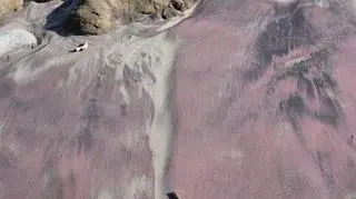 Ustka. Dlaczego piasek na plaży zrobił się fioletowy? 