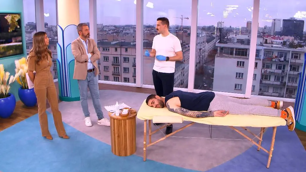 Krzysztof Skórzyński, Małgorzata Rozenek-Majdan, Marcin Kotlarski, fizjoterapeuta