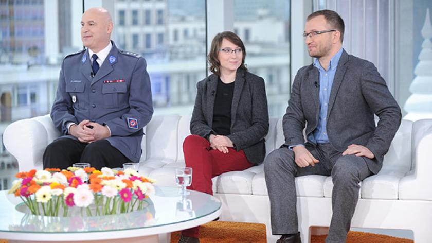 mł. insp. Marek Konkolewski,, dr Marek Troszyński, socjolog i Ewa Szkodzińska, rzecznik prasowy Izby Skarbowej w Warszawie.