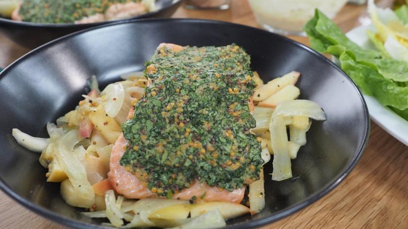 Łosoś pod musztardową skorupką