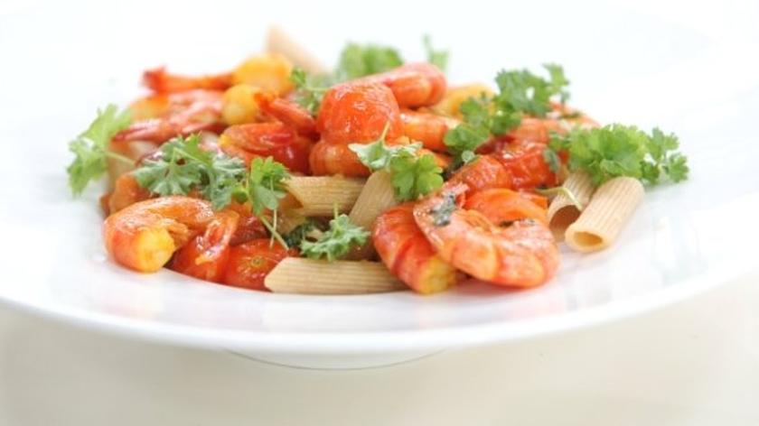 Penne z krewetkami
