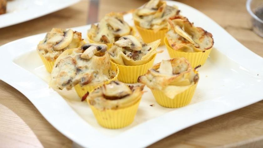 Makaronowe ślimaki z pieczarkami i estragonem