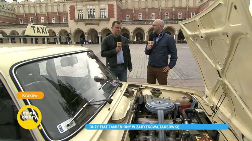 Duży fiat zamieniony w taksówkę