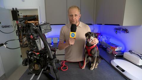 Piotr Adamczyk z suczką Zorą. 