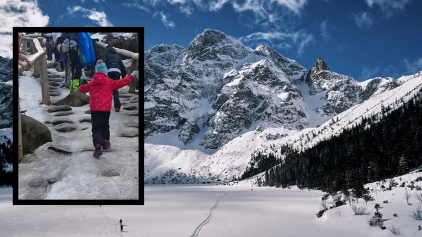 Morskie Oko, turyści na szlaku