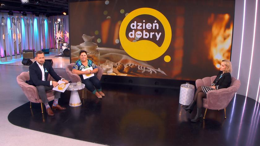 Sandra Hajduk i prowadzący w studio DDTVN