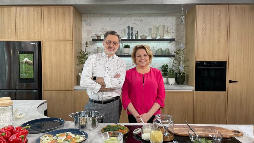 Michał Rusinek i Katarzyna Bosacka w Kuchni Dzień Dobry TVN.