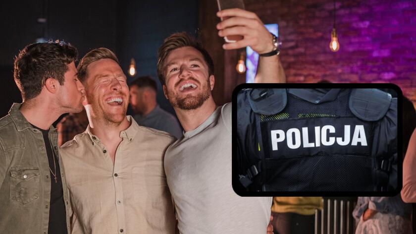 młodzi mężczyźni w barze, policja
