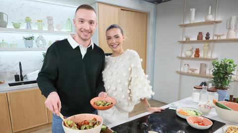 Kacper Sproski i Sandra Kubicka w kuchni Dzień Dobry TVN
