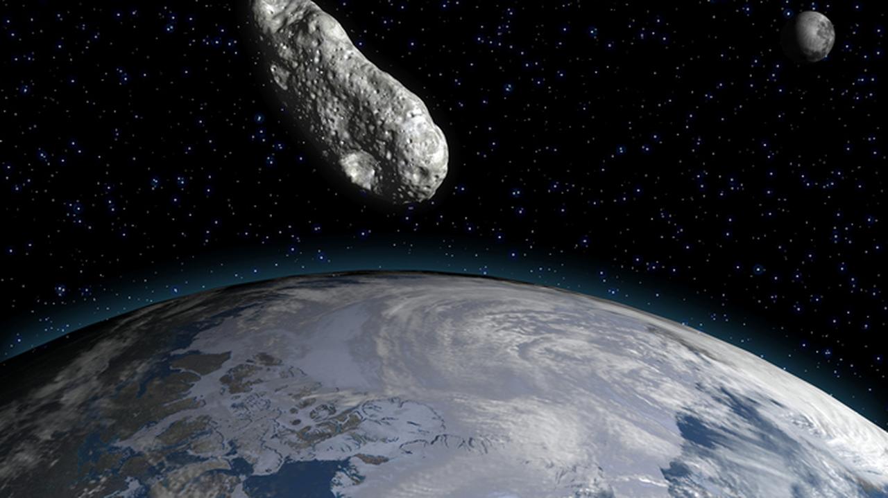 Asteroida przelatująca obok planety Ziemia. 