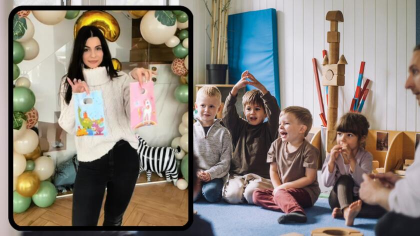 dzieci w przedszkolu, tiktokerka pokazuje prezenciki urodzinowe dla dzieci z przedszkola