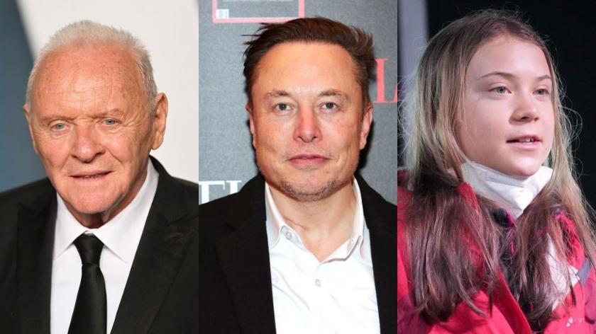 Anthony Hopkins, Elon Musk, Greta Thunberg 