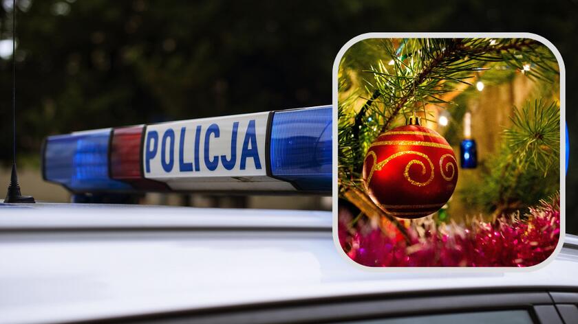 radiowóz policyjny, bombka na choince