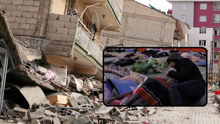 zawalone domy po trzęsieniu ziemi