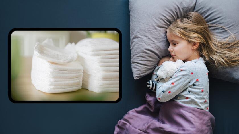 śpiąca dziewczynka, pieluchy