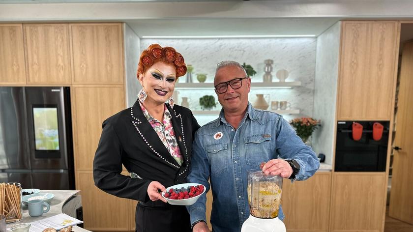 Ciotka Offka i Dariusz Zdrójkowski w kuchni Dzień Dobry TVN