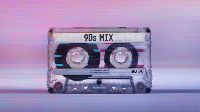 Kaseta magnetofonowa z napisem "90s MIX"