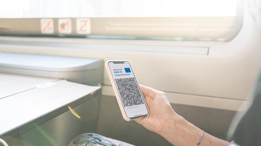 Osoba sprawdzająca kod QR w telefonie